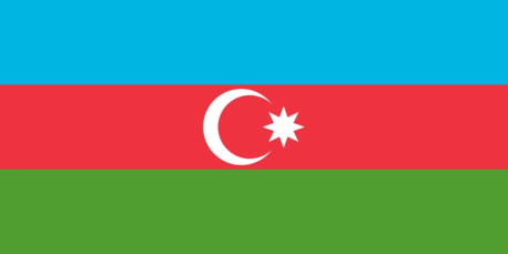 Blue, red, and green tricolor flag of Azerbaijan with white crescent and star