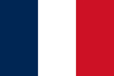 The national flag of France held by French Guiana, featuring three vertical bands of blue, white, and red.