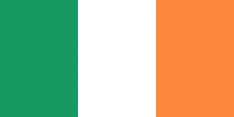 Flag of Ireland: three vertical stripes of green, white, and orange.