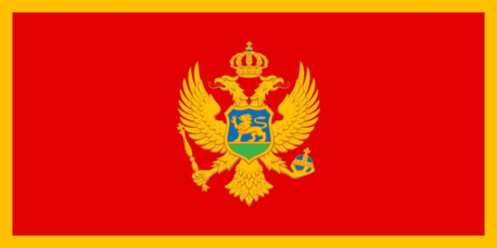 Flag of Montenegro: red field, gold border, and a gold double-headed eagle crest. 
