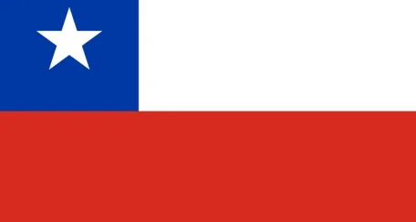 The flag of Chile has two horizontal stripes (white and red) with a blue square in the upper hoist-side corner containing a white five-pointed star.
