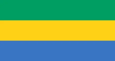 The flag of Gabon consists of three horizontal stripes (green, yellow, blue).