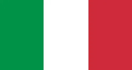 Flag of Italy: three vertical stripes of green, white, and red.