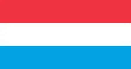 Flag of Luxembourg: three horizontal stripes in red, white, and light blue.