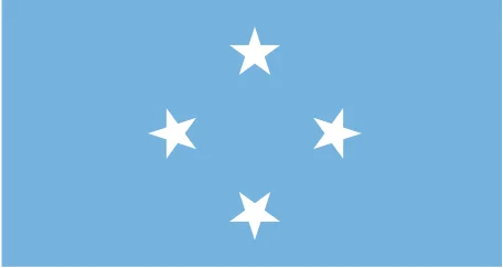 Flag of Micronesia: A light blue field with four white stars arranged in a diamond pattern.