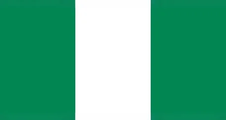 Flag of Nigeria: three vertical stripes of green, white, and green.