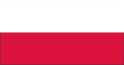 Flag of Poland: two horizontal stripes of white on top and red on the bottom.