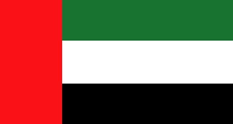 Flag of the United Arab Emirates: three horizontal stripes of green, white, and black, with a vertical red stripe on the left.