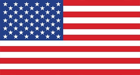 Flag of the United States: thirteen horizontal stripes alternating red and white, with a blue rectangle in the top left corner containing fifty white stars.